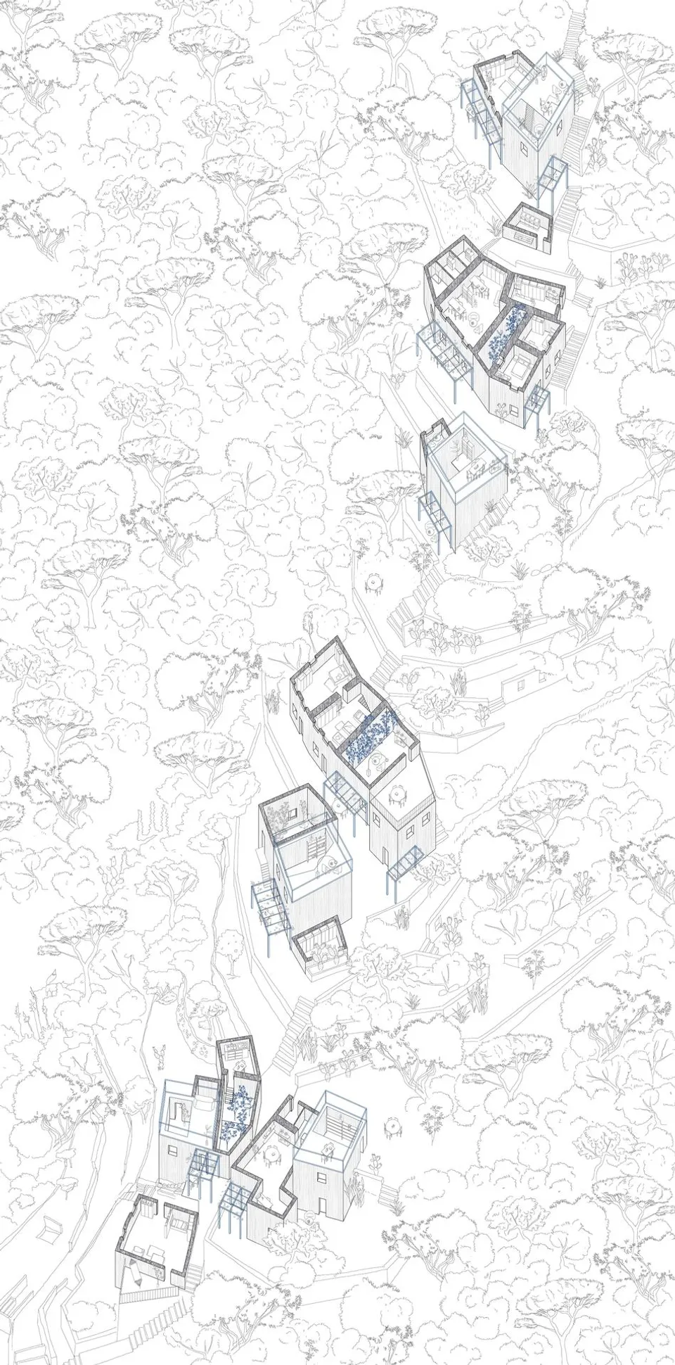 Diffused House — assonometria degli archetipi progettuali