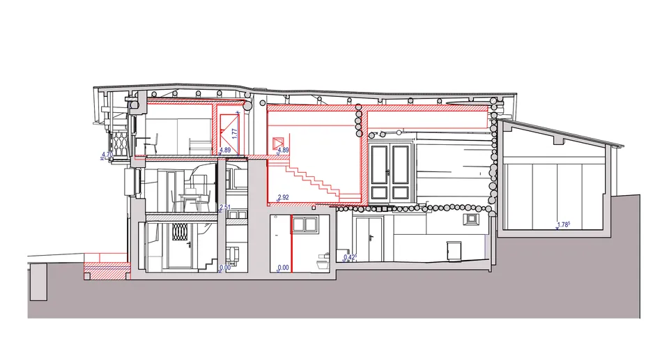 Casa LN — sezione est-ovest, 1