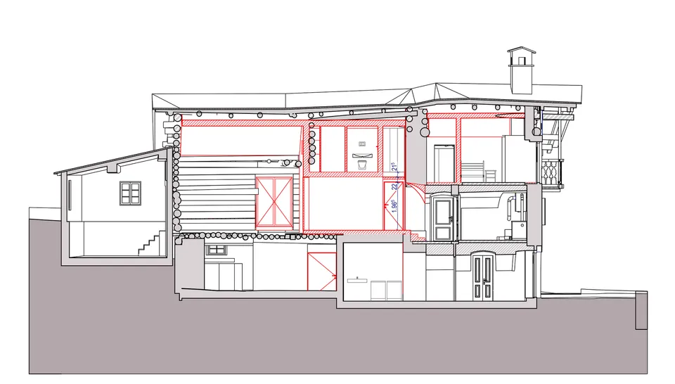 Casa LN — sezione est-ovest, 2