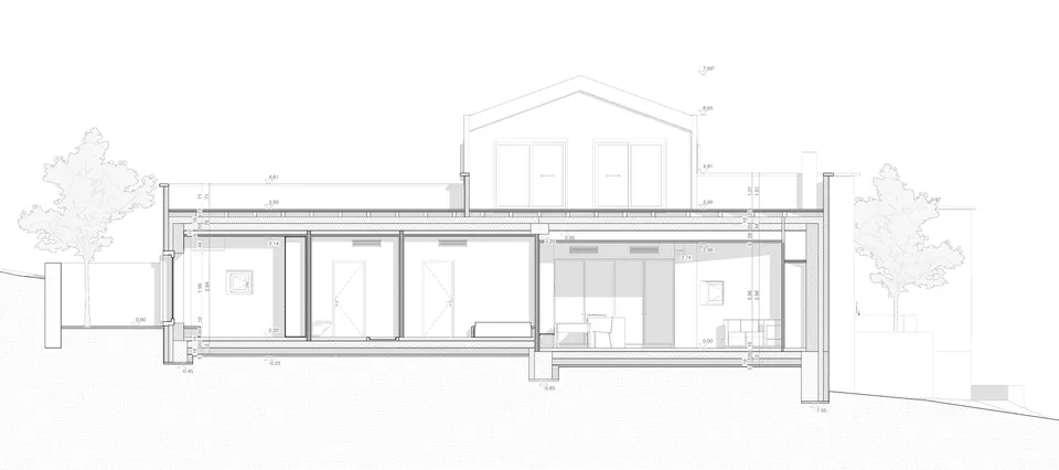 Verso Sud — sezione edificio A, 1