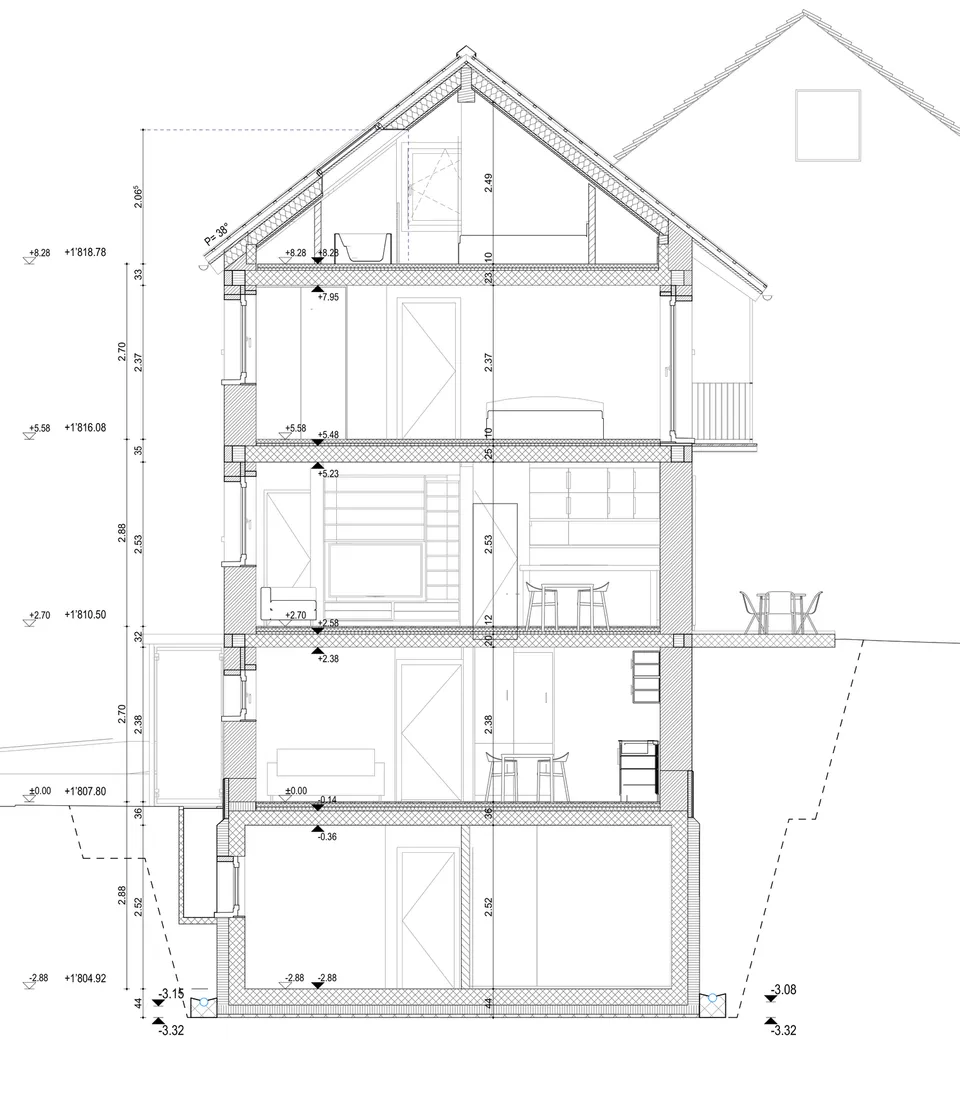 Casa SB — sezione trasversale