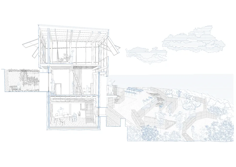 Diffused House — sezione della Lantern