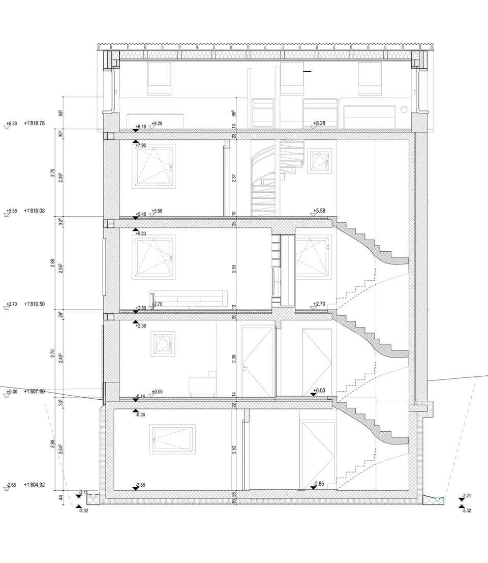 Casa SB — sezione longitudinale