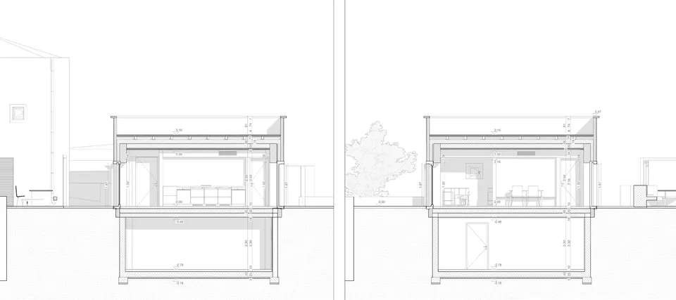 Verso Sud — sezione edificio B, 2